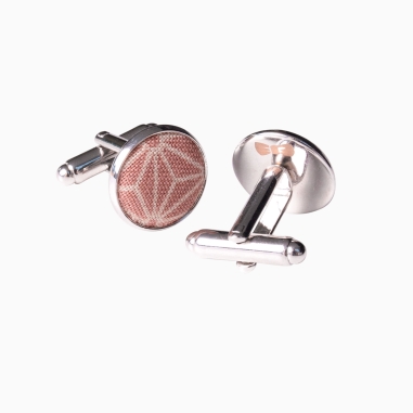 Dusky pink Asanoha Japanese cufflinks