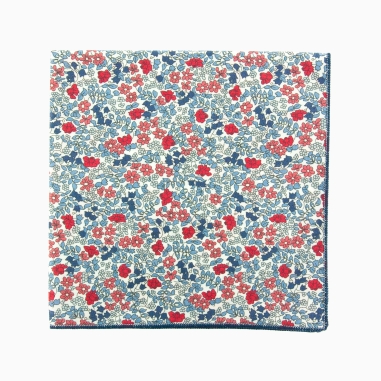 Liberty Red / blue Emilia Flowers pocket square