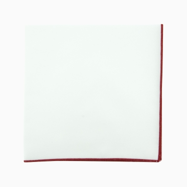 Burgundy bordered white pocket square