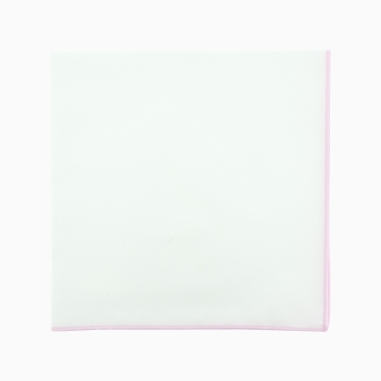 Baby Pink Bordered White Pocket Square