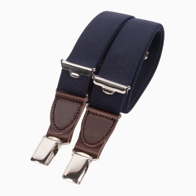 Chocolate leather navy blue Skinny braces