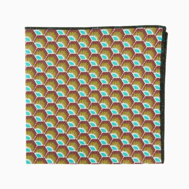 Yellow / turquoise Gatsby pocket square