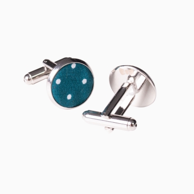 Peacock Green Polka Dot Cufflinks