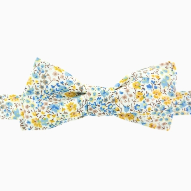 Liberty Mustard / sky blue Phoebe Bow Tie