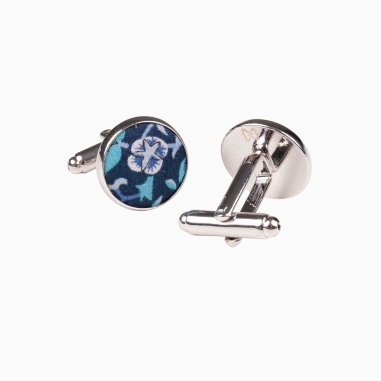 Liberty Strawberry Thief Cufflinks in Turquoise Blue