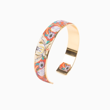 Bracelet laiton doré - Soie Liberty Strawberry orangé