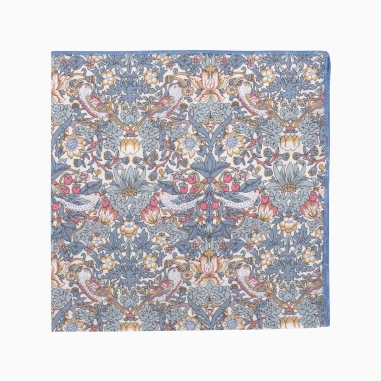 Liberty Grey Blue Strawberry Thief Pocket Square