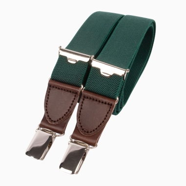 Chocolate leather forest green Skinny braces