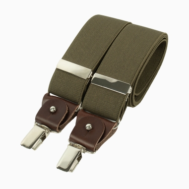 Chocolate leather khaki Heritage Large braces