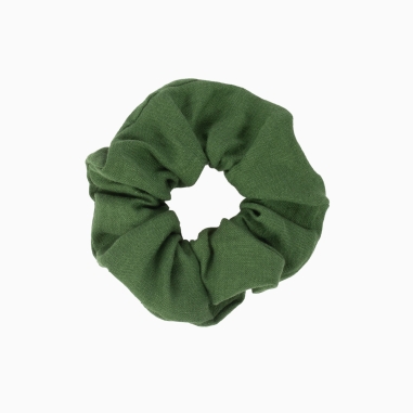 Moss Green Linen Scrunchie