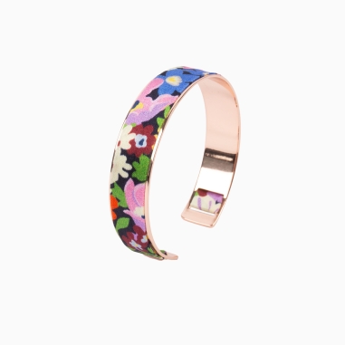 Bracelet laiton argenté - Soie Liberty Thorpeness lilas