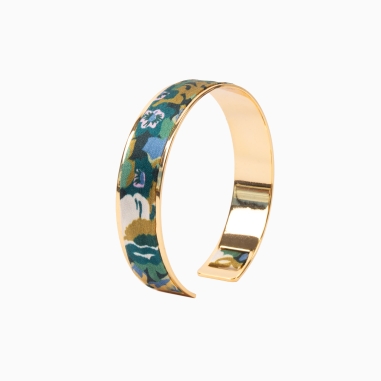 Bracelet laiton doré - Soie Liberty Thorpeness vert