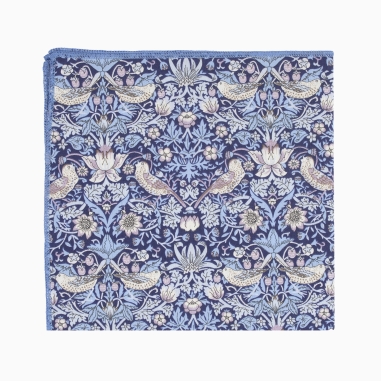 Liberty Persian Blue Strawberry Thief Pocket Square