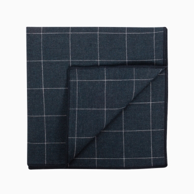 Navy Windowpane Check Pocket Square