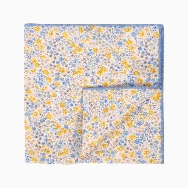 Liberty Mustard / sky blue Phoebe Pocket Square