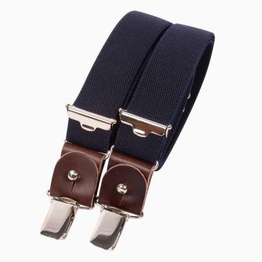 Chocolate leather navy blue Heritage Skinny braces