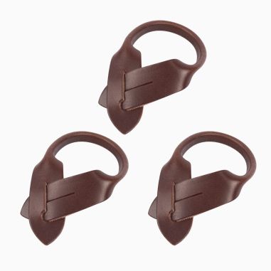 3 Attaches cuir chocolat Bretelles Héritage