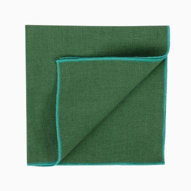 Moss Green Linen Pocket Square